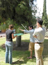 Alex, Kevin, and Atsushi collecting insects