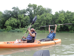 Aisha and Hassan in double kayak
