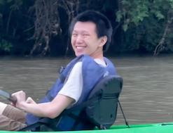 Allen X. kayaking on Bastrop River