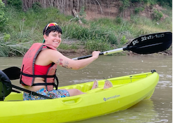 Laila kayaking in BAstrop